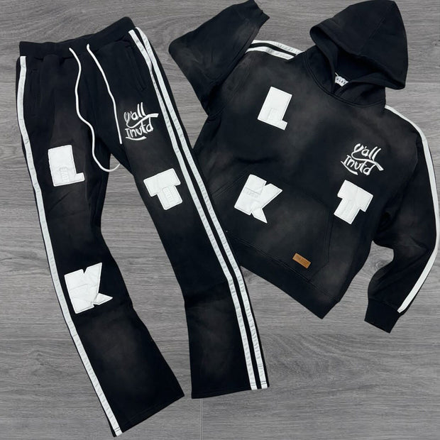 Fashion Stripe Gradient Print Hoodie Pants Hoodie