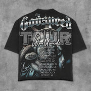 Statue Of Liberty & Snake Print Short Sleeve T-Shirt