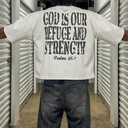 God Is Our Refuge And Strength Print Short Sleeve T-Shirt