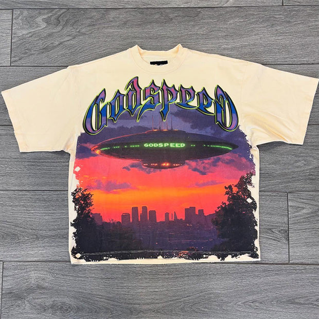 Sunset Crew Neck Print T-Shirt