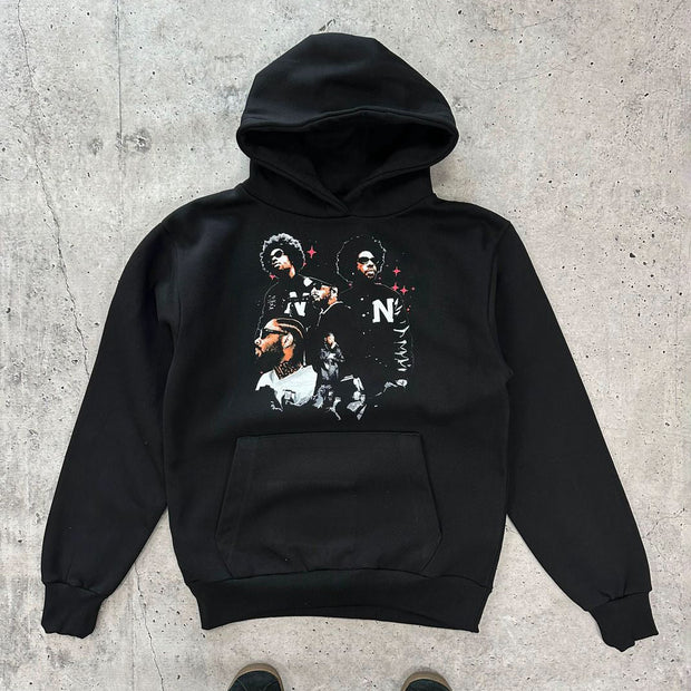 Casual Characters Print Long Sleeve Hoodies