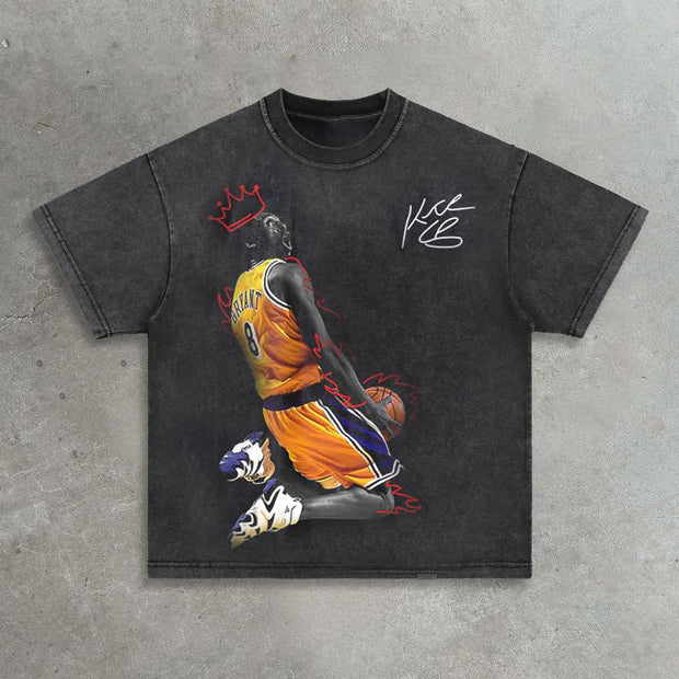 Street Dunk Retro Washed Printed T-Shirt