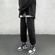 Sporty loose wide-leg straight cropped feet pants