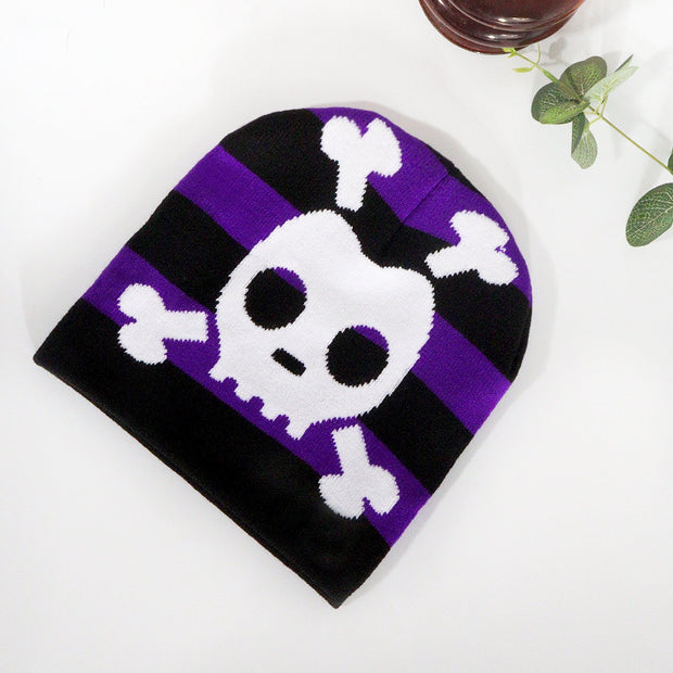Striped skull knitted hat fashionable casual hat