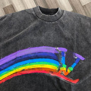 Retro rainbow print street style T-shirt