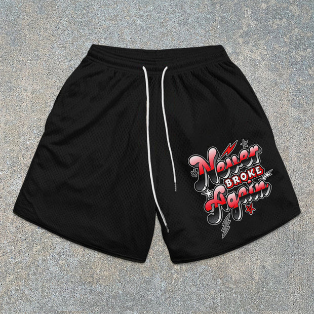 street-pattern mesh shorts