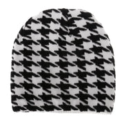 Striped knitted hat pullover hat black and white elements cow wool hat