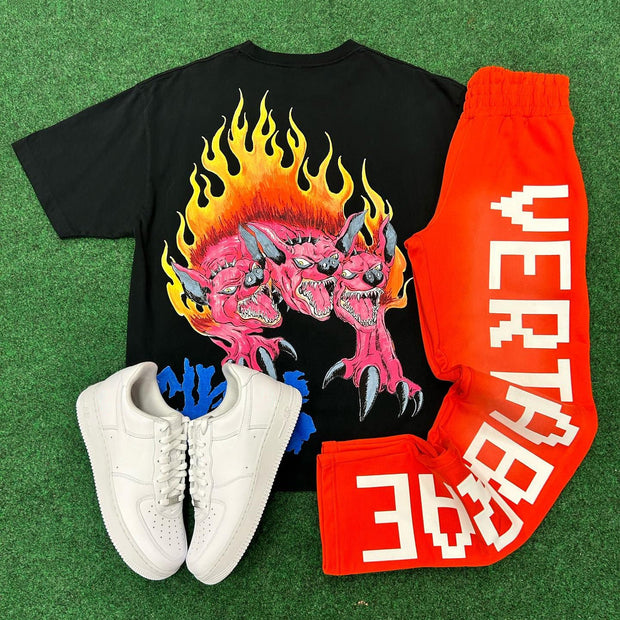 Vertabrae Print T-shirt Sweatpants Two Piece Set