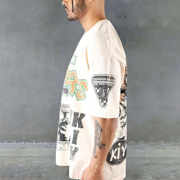 Hungry Wolf Legend Print Casual Street T-Shirt