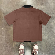 Retro casual contrast lapel shirt