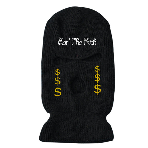 Personalized coin three-hole hat warm knitted hat