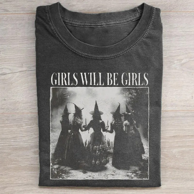 Vintage Girls Will Be Girls Witch T-shirt