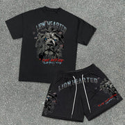 Hip-Hop Print Short Sleeve Shorts Casual Set