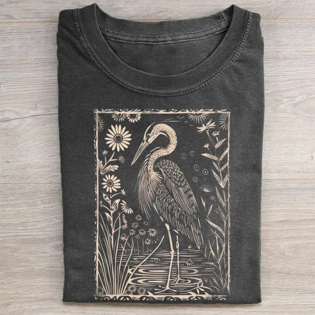 Great Blue Heron Block Print Unisex T-Shirt