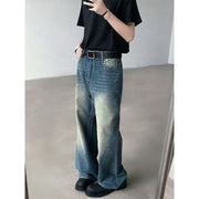 Loose-fitting Starry Rhinestones Jeans Straight-leg Pants