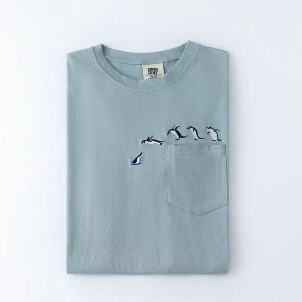Embroidered Penguin Pocket T-shirt