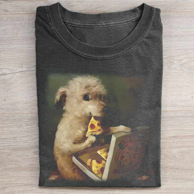 Dog Chill With Pizza Vintage T-shirt
