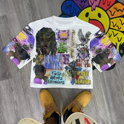 Glory Of God Print Quarter Sleeve T-Shirt