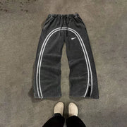 Zipper Design Long Street Wear Drawstring Baggy Sweatpants