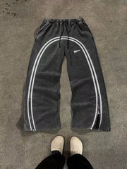 Zipper Design Long Street Wear Drawstring Baggy Sweatpants
