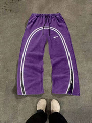 Zipper Design Long Street Wear Drawstring Baggy Sweatpants