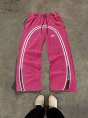 Zipper Design Long Street Wear Drawstring Baggy Sweatpants