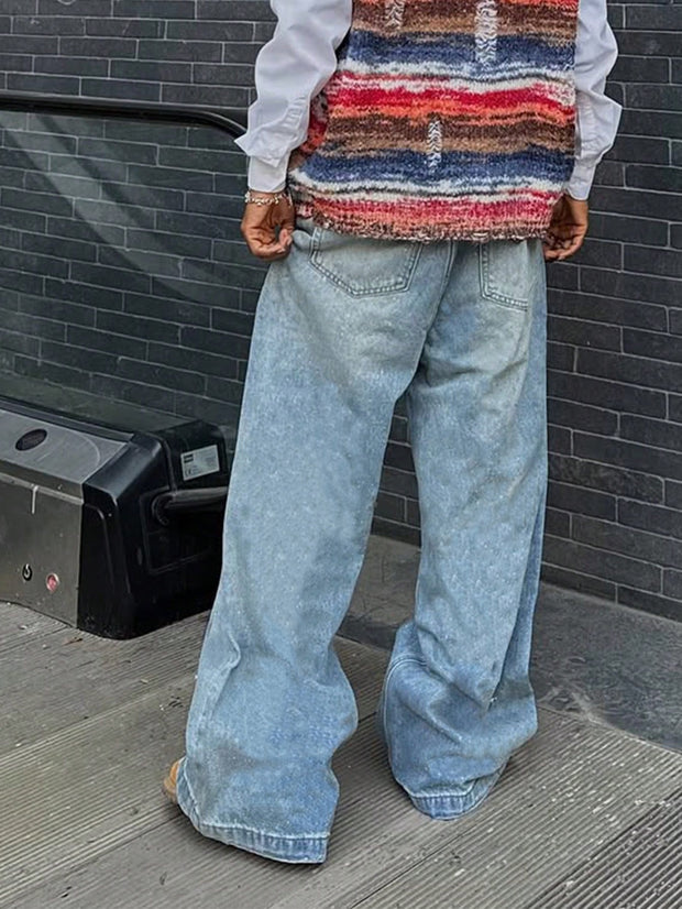 Fashion Design Cotton Rhinestone Baggy Jeans