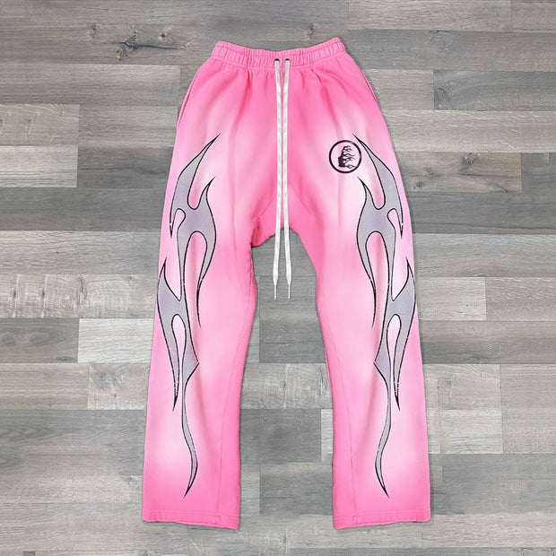 Flame Print Sweatpants Trousers