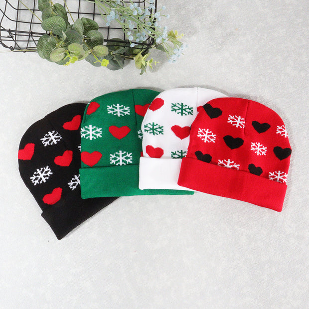 Jacquard Snowflake Heart Christmas Warm Beanie