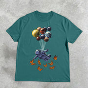 Astronaut Balloon Butterfly Print T-Shirt