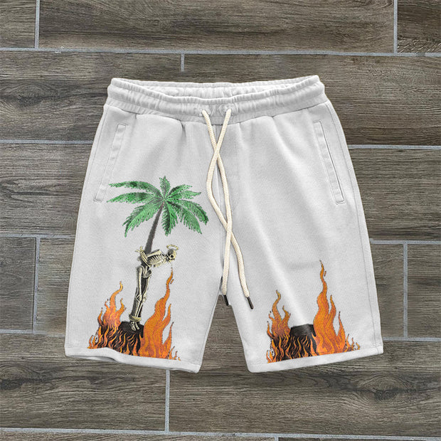 Vintage Feature Skull Flame Street Shorts