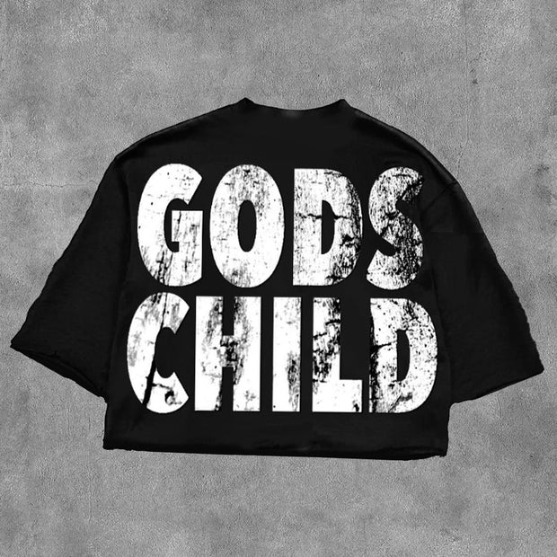 Gods Child Printed Three-quarter Sleeve T-shirt