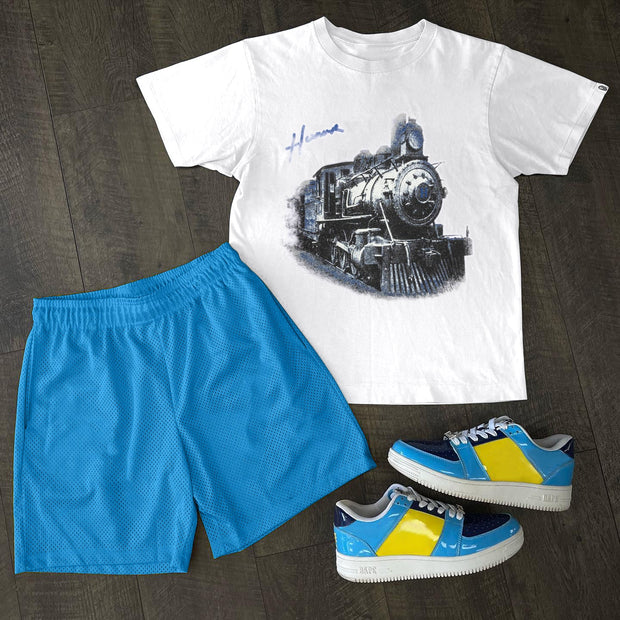 Trendy train pattern crew neck T-shirt set