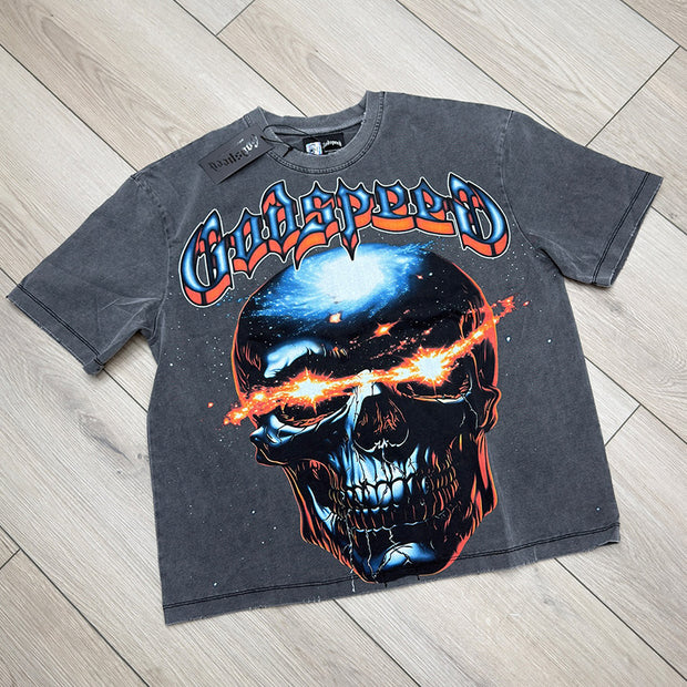 Casual Skull Print Short Sleeve T-Shirt