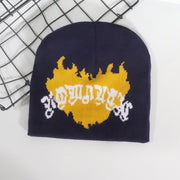 Trendy pullover love flame jacquard knitted hat