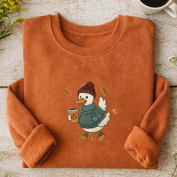 Embroidered Duck Fall Sweatshirt