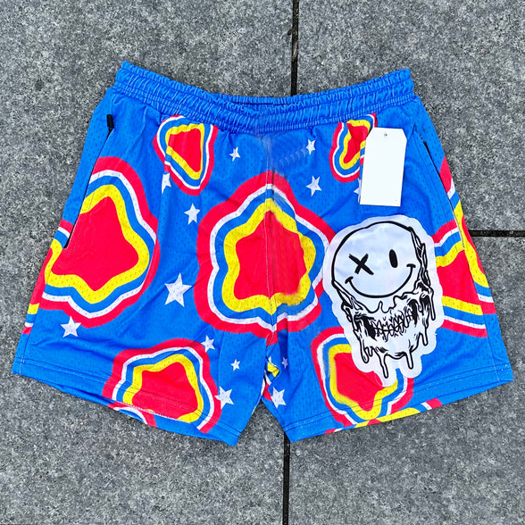 Contrast color mesh shorts