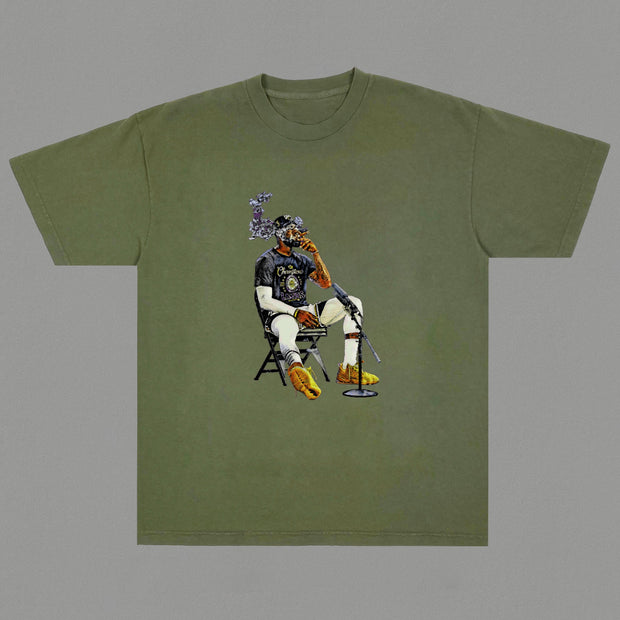 Hip Hop Vintage Print Street Short Sleeve T-Shirt