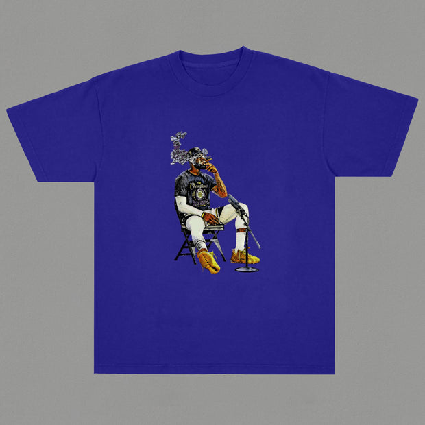 Hip Hop Vintage Print Street Short Sleeve T-Shirt