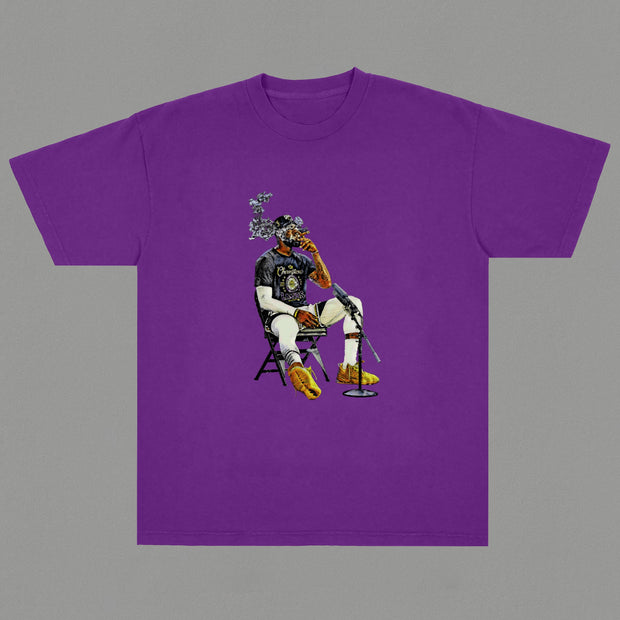 Hip Hop Vintage Print Street Short Sleeve T-Shirt