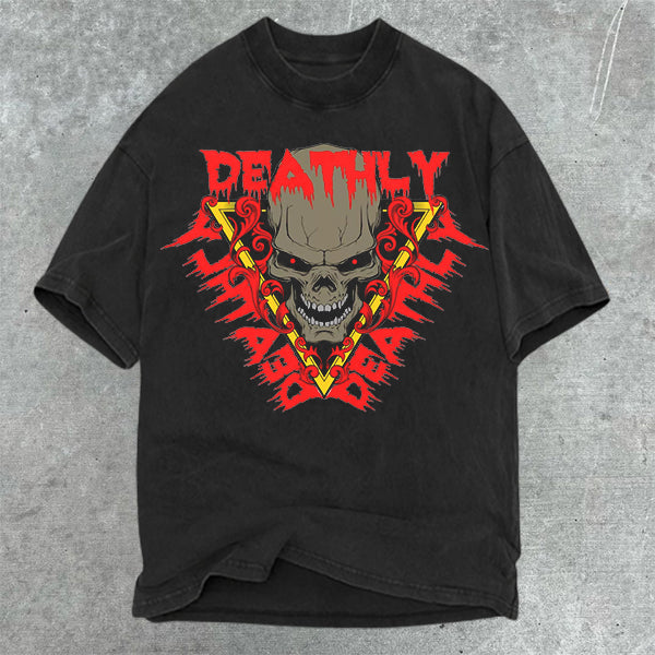 Skull Slogan Graphic Print Short Sleeve T-Shirt