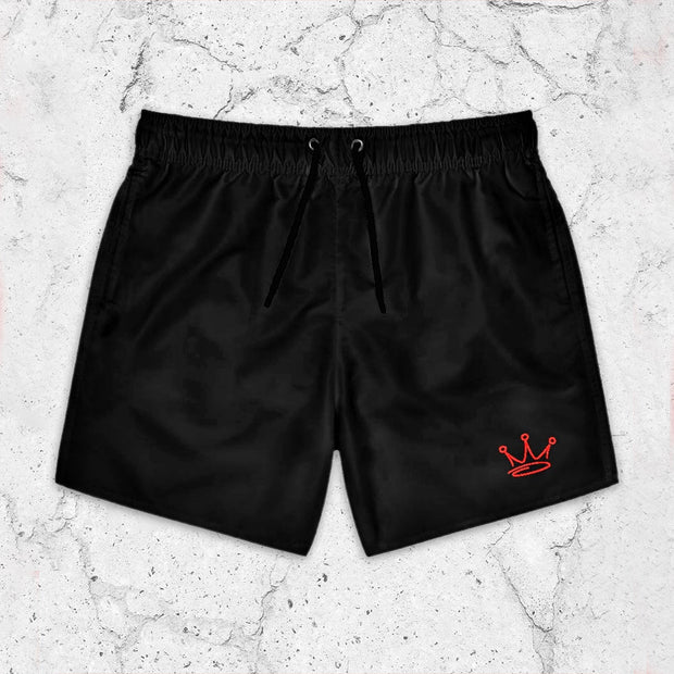 Casual Crown Print Beach Shorts