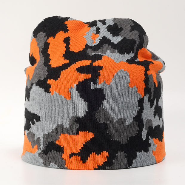 Pullover camouflage jacquard knitted hat warm hat