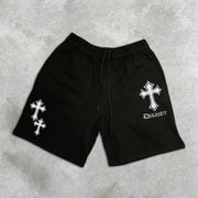 graphic print elastic shorts