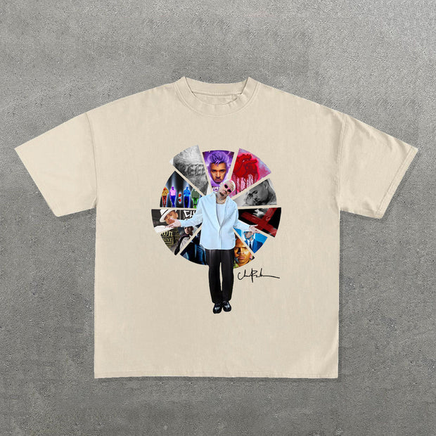 Chris Brown Music Album Print Short Sleeve T-Shirt