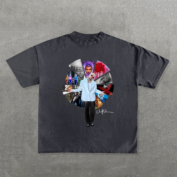 Chris Brown Music Album Print Short Sleeve T-Shirt