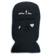 Cross broken heart knitted three hole hat