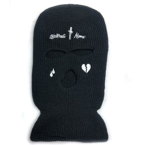Cross broken heart knitted three hole hat