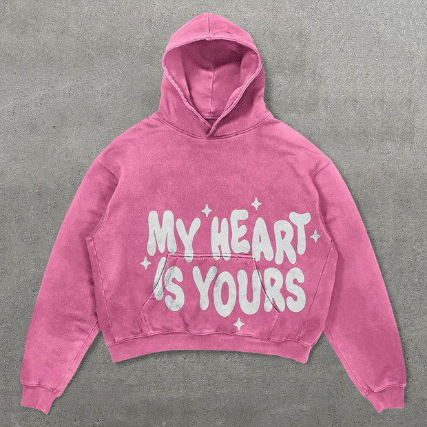 My Heart Is Yours Print Long Sleeve Hoodie