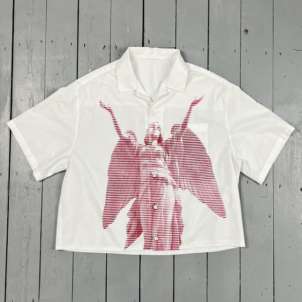Angel Print Button Short Sleeve Shirt